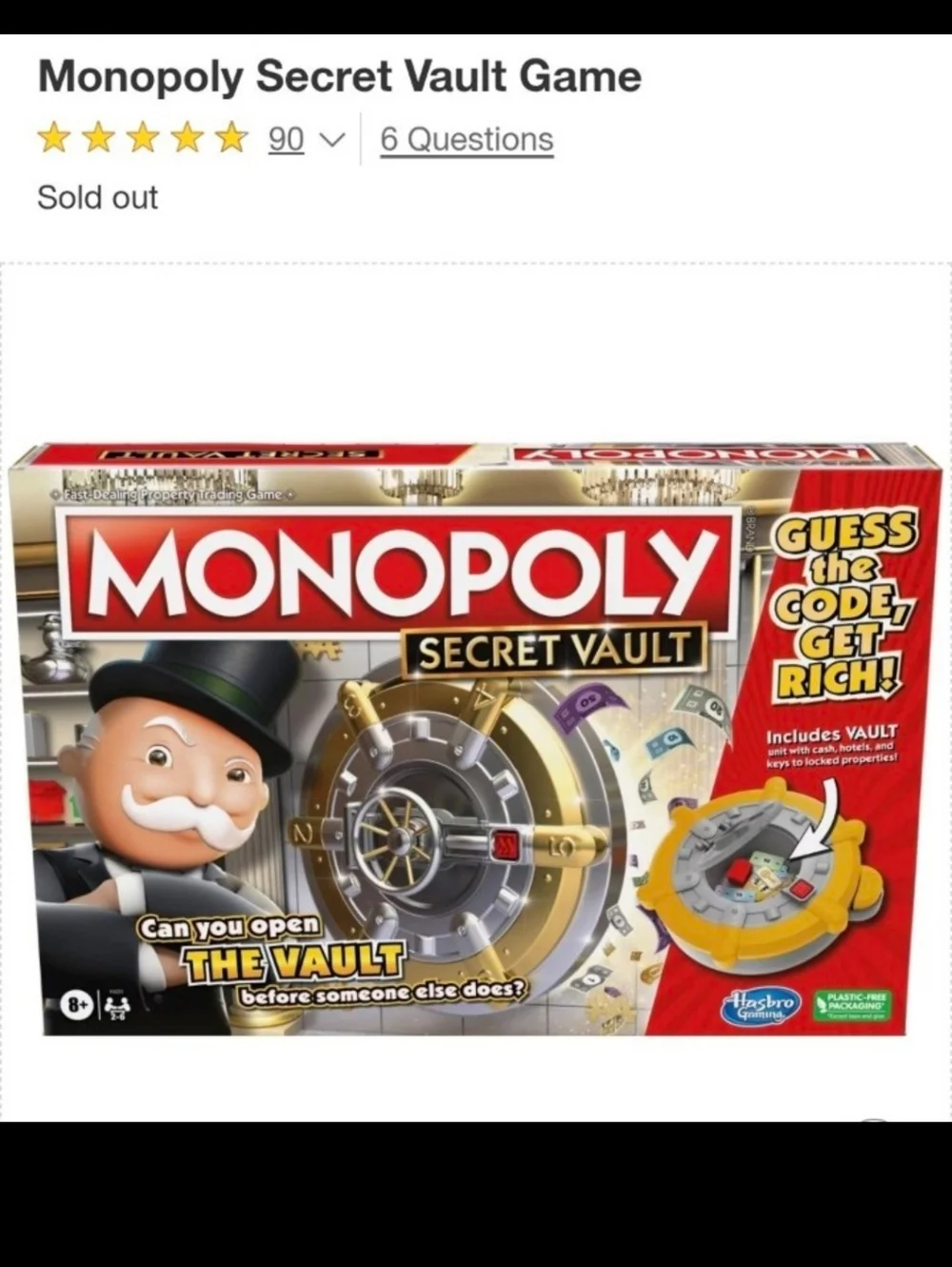 Monopoly SECRET VAULT Board Game - Ages 8+ BNWT Limited Edition 5☆ FINAL $$